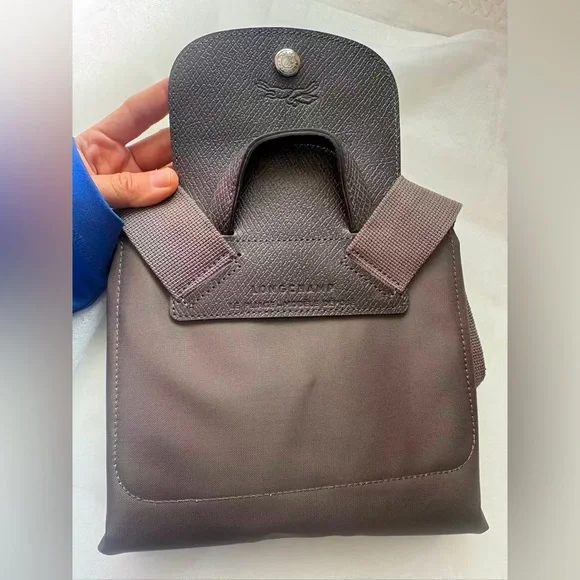 Longchamp Medium Backpack Recycled Canvas Terre Sophisticated Matte Finish - Picture 13 of 16